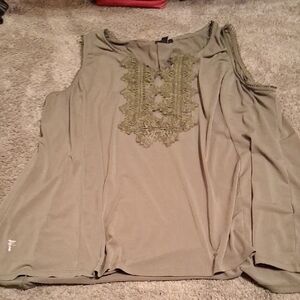 Women's Olive Green Sleeveless Top